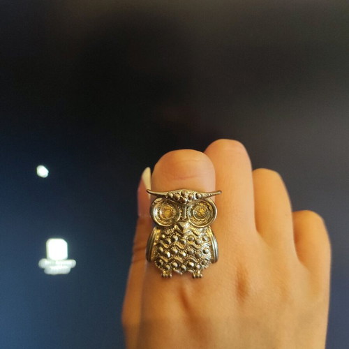 Owl ring made of steel like new, adjustable size