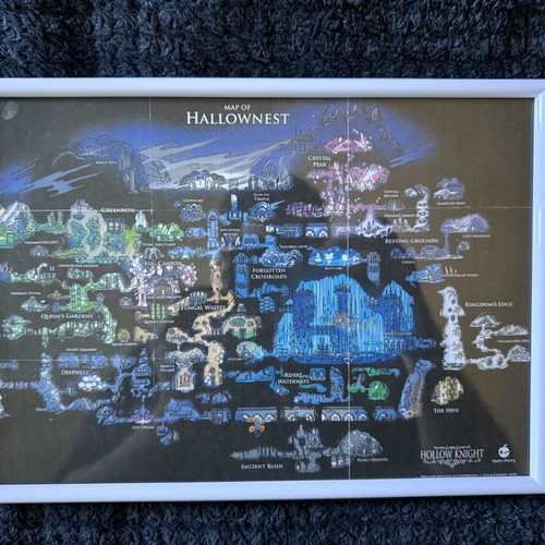 Hollow Knight framed map poster for PS4 and Switch, new