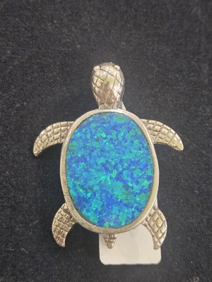 Silver 925 pendant with synthetic blue opal, new