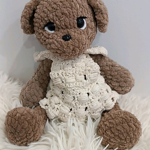 Crocheted Puppy with Silicone Filling New