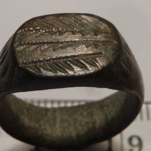 Old Revival Bronze Ring with Decoration used