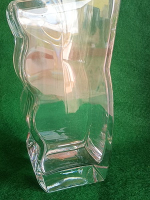 Vintage Glass Vase Mid-Century like new, geometric wavy design