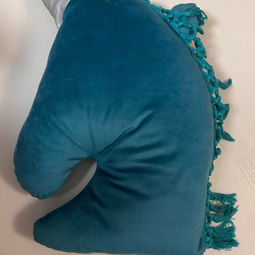 Velvet unicorn pillow used in emerald color