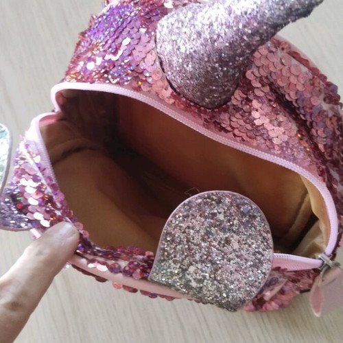 Cat And Jack Little Girls Unicorn backpack like new with pink sequins