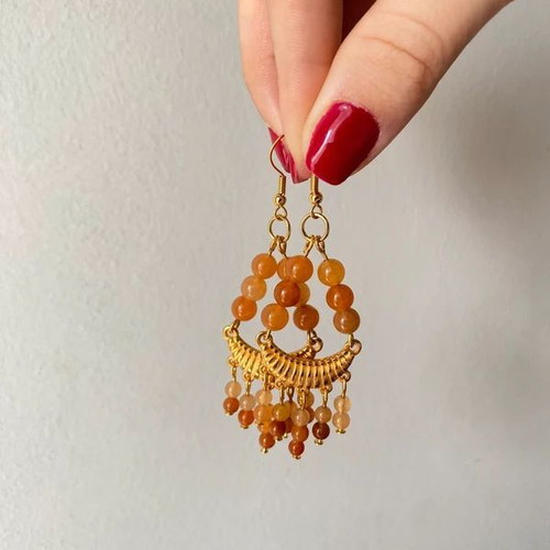 Handmade boho earrings with red aventurine beads made to order