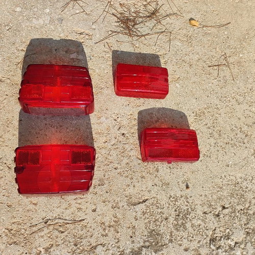 Motorcycle lights new, set of four rear lamps with crystals and sockets