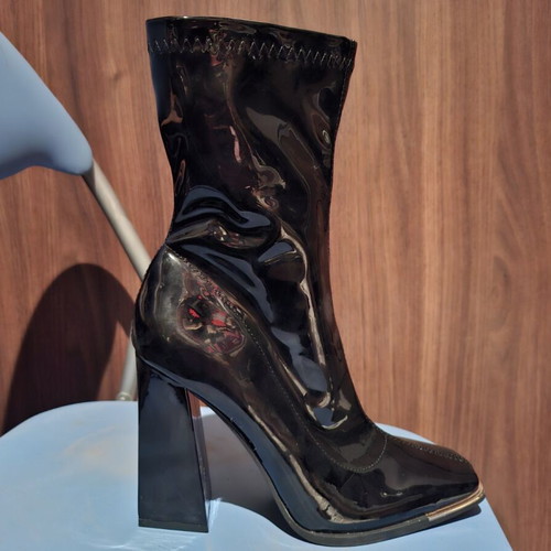 Patent leather sock boots size 39 with golden detail and dustbag new