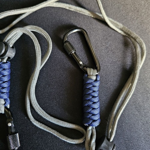 Keychains with straps, set of 3, grey and blue