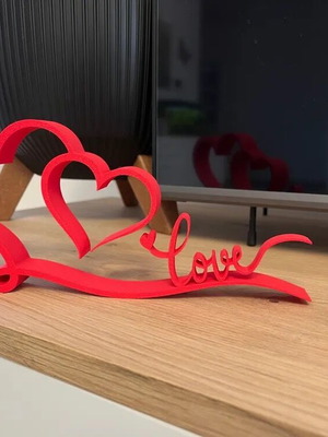 3D Printed Love Decoration with Hearts new