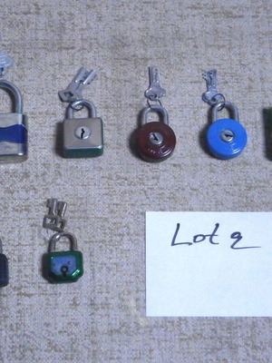 Padlocks new, pack of 7 vintage from Czechoslovakia, Germany and Taiwan
