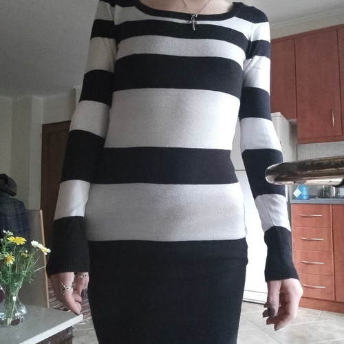 Basic Zebra striped dress like new, small, black and white