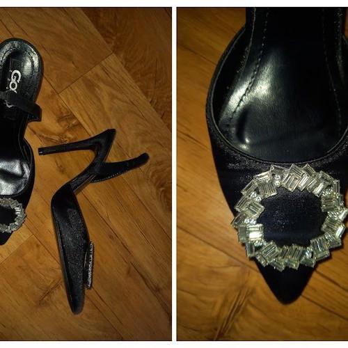 GoGo Shoes black slingback pumps size 37 new with buckle heels