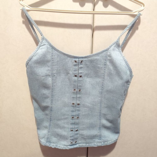 Vintage denim blouse used, size M, blue cotton