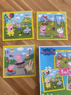Peppa Pig children's puzzle used, 3 in 1, 106 pieces