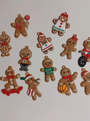 Christmas gingerbread man ornaments new, set of 12 pcs