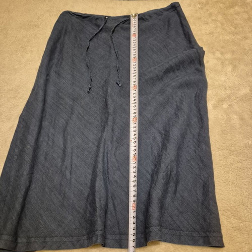 Dusty Blue Set like new, linen midi skirt and top with V-neck