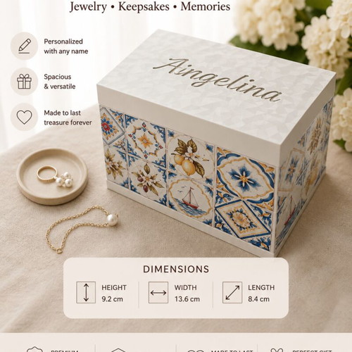 Personalized jewelry storage box with name
