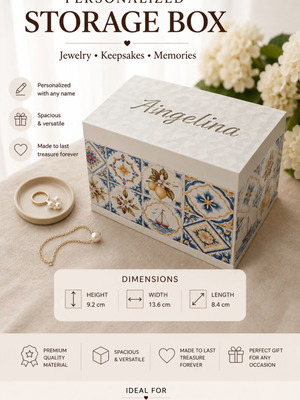 Personalized jewelry storage box with name