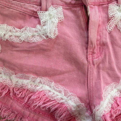 Shorts with handmade details like new, pink, size L