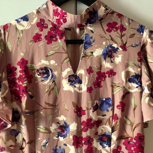 Floral dress with Italian finesse, XS/S, Rosso antico pink