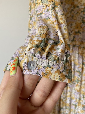 Yellow floral dress with 3/4 sleeves, medium size