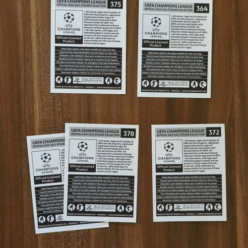 Marseille UEFA stickers 2010-2011, new, pack of 5