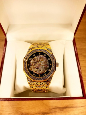 Mechanical automatic watch new, waterproof, gold