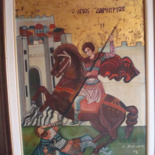 Saint Demetrios Icon with Frame like New 65x84 cm