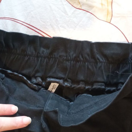 Denim high-waist casual pants, black, size M