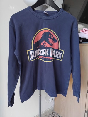 Long-sleeve cotton T-shirt, blue, size 164 cm