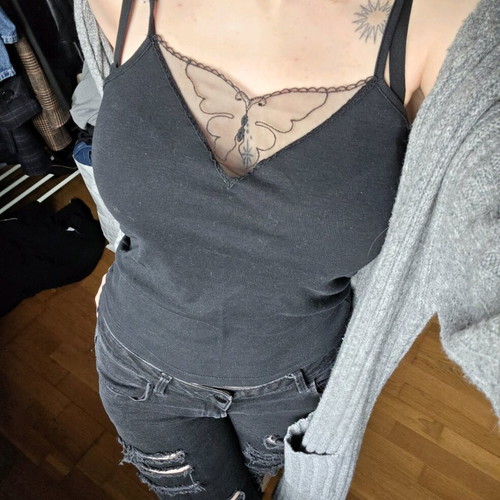 Vintage top with butterfly mesh, black, like new, size M