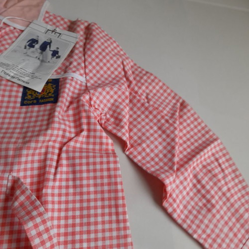 School apron Peiraiki - Patraiki pink new with white collar