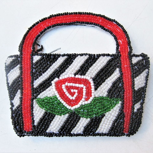 Beaded wallet used, handmade with rose design