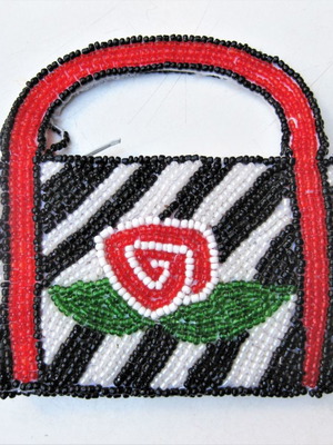 Beaded wallet used, handmade with rose design