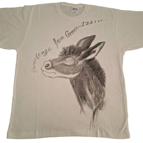 T-Shirt "Greetings from Greece zzzzzz" like new, size 3XL, white