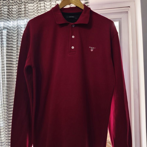 Gant men's long sleeve polo shirt like new, red, size L