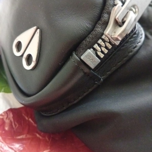 Moose Knuckles black leather hipbag crossbody bag