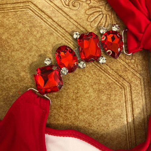 Sexy red bikini with red stones new