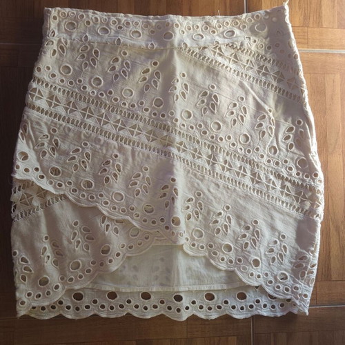 H&M cotton skirt with linen, beige, size L 40 12
