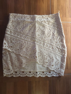 H&M cotton skirt with linen, beige, size L 40 12