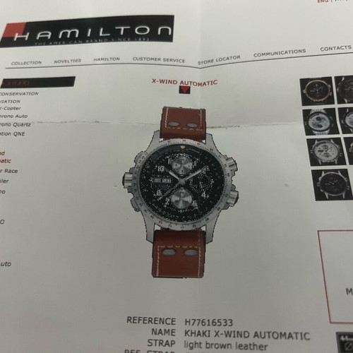 Ρολόι Hamilton Khaki X Wind μεταχειρισμένο, αυτόματο pilot style, μαύρο
