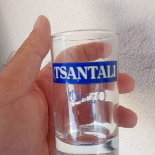 Tsantali Ouzo collectible glasses used, set of 2