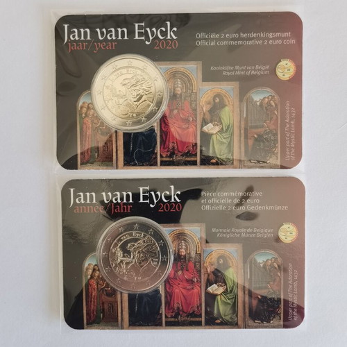 Belgian Jan van Eyck 2020 coincards set of two, new
