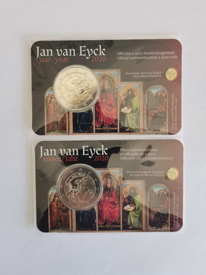 Belgian Jan van Eyck 2020 coincards set of two, new