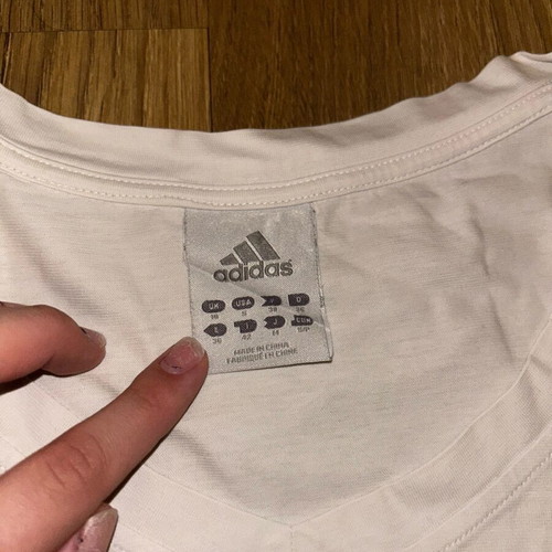 Adidas short-sleeve shirt new, size Small, white and yellow