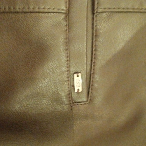 High-waisted BSB faux leather pants brown like new