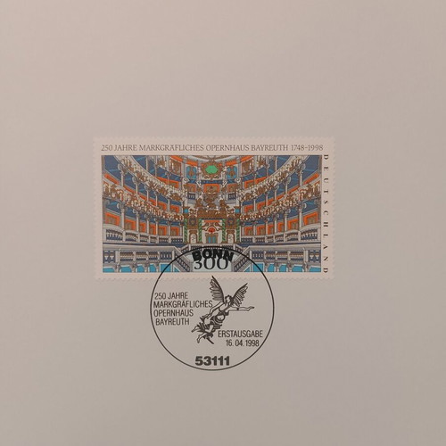 German 1998 first day cover stamp block, Bonn postmark