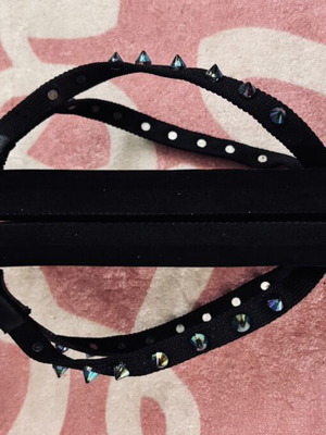 Cuccoo black flip flops like new with edgy iridescent spikes