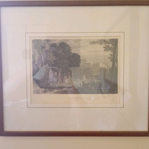 Engraving in wooden frame 36x42, like new