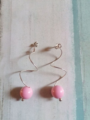 Silver 925 earrings with pink bead like new